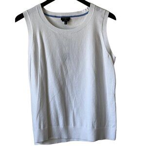 Talbots Crew Neck Tennis Sweater, Tank, Pima Cotton, White, Size 1X